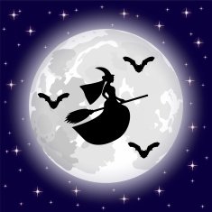 silhouettes of witches and bats