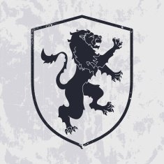 Lion in shield on grunge background - heraldic style
