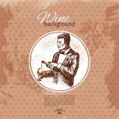 Wine vintage background Hand drawn sketch illustration Menu de N5