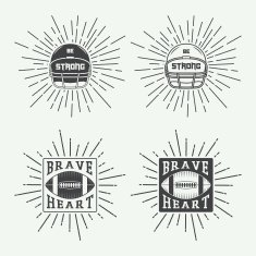 Set of vintage rugby and american football labels N2