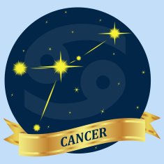 CANCER Constellation and zodiac sign in the blue circle N2