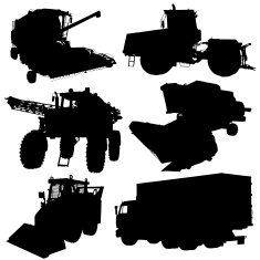Agricultural vehicles silhouettes set