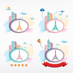 Eiffel Tower in Paris France icon city background