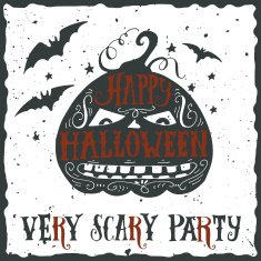 Happy halloween grunge emblem with an angry pumpkin hand letter N2
