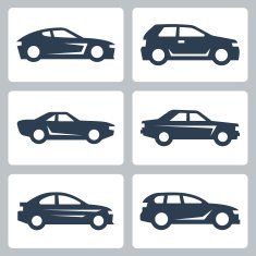 Vector cars icons set side view
