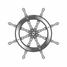 Steering wheel black and white vector illustration N2