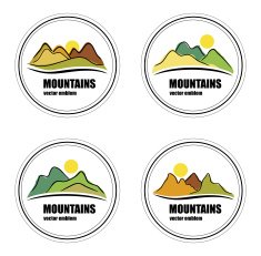 Set of mountain vector emblems and logotypes