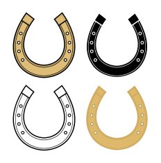 Four horseshoes in different styles