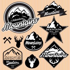 set of templates for emblems with different mountains