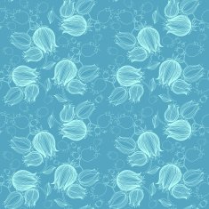 Seamless pattern with drawing of tulips in violet color N2
