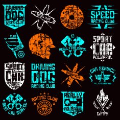 Car and biker culture badges
