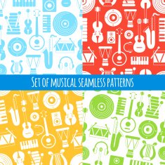 Set of musical seamless patterns Vector illustration