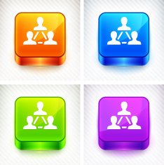 People Network on Color Square Buttons