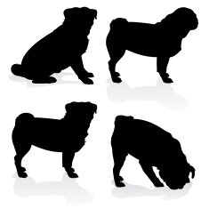 Pug Dog Silhouette Set
