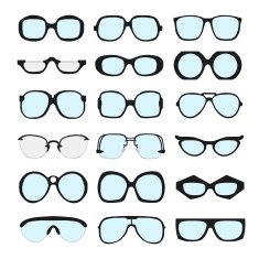 Vector set of different glasses with lenses on white background N2