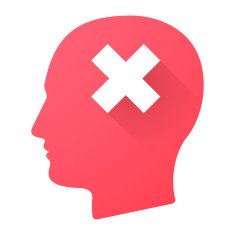 Male head icon with an "X" sign
