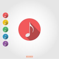 round icon musical note in the flat style