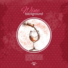 Wine vintage background Hand drawn sketch illustration Menu de N6