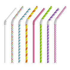 Color drinking straws vector set N2