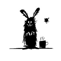 Funny rabbit black silhouette Sketch for your design N2