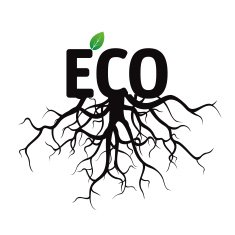 Black Vector Text ECO and Roots N2