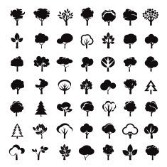 Black Symbol of Trees Vector icons N2