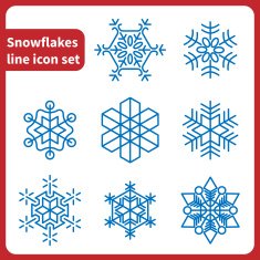 Snowflakes line icon set N2