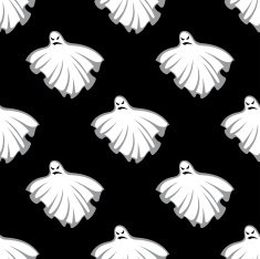 Flying Halloween ghosts seamless pattern N2