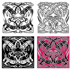 Celtic knot pattern with heron birds N2