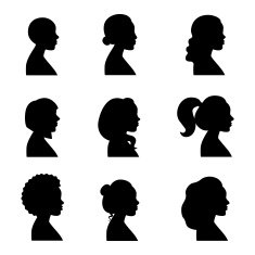 Women profiles silhouettes vector set