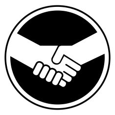 Handshake with black circle background