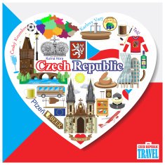 Czech Republic love Vector icons and symbols set of landmarks N2