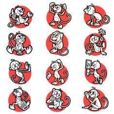 Monkey on red circle N2