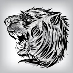Hand Drawn Head of Tiger Illustration
