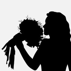 Silhouette of a girl with flowers N2