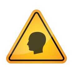 Danger signal icon with a male head