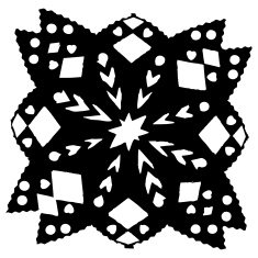 Handmade paper cut with scissors snowflake silhouettes N3