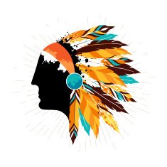 Native american men in tribal headdress