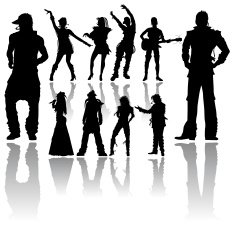 Dancing and Singing People's Silhouettes N2