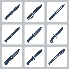 Combat knives vector icon set