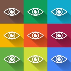 Icon of eye Colorful set Flat style