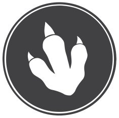 Black and White Dinosaur Paw Print In Circle