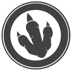 Black Dinosaur Paw Print Logo In Circle