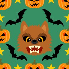 Seamless halloween background with Werewolf