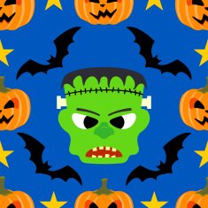 Seamless halloween background with Frankenstein N2