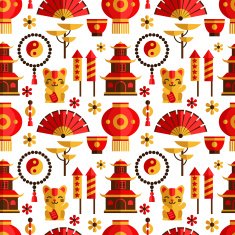 Vector seamless pattern with symbols of China Bright traditional pattern