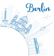 Berlin skyline with blue building and copy space N2
