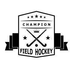 Black badge emblem for the team field hockey with ribbon Vector
