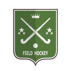 Green badge for team field hockey on a white background