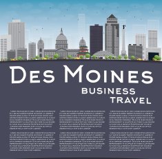 Des Moines Skyline with Grey Buildings and copy space N2